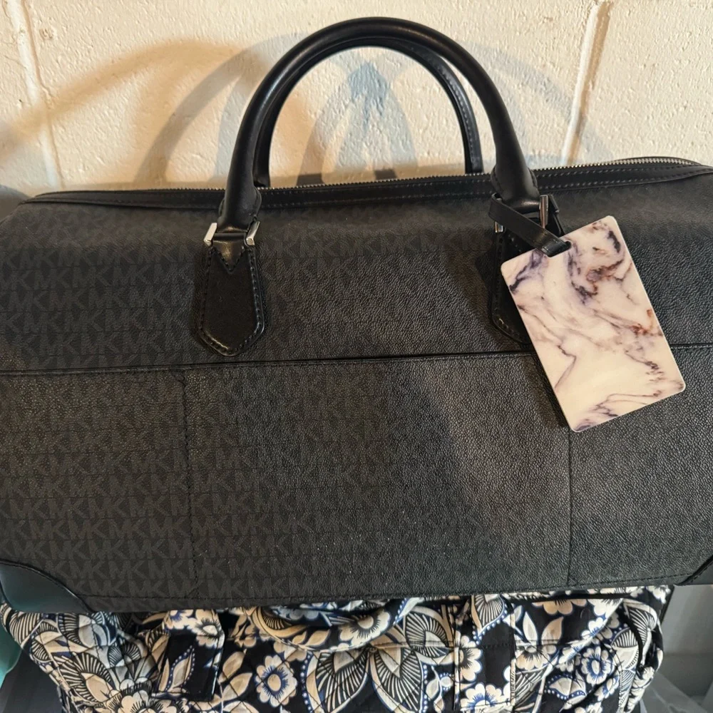 Michael Kors Black Monogram Duffel Bag - Picture 3 of 4